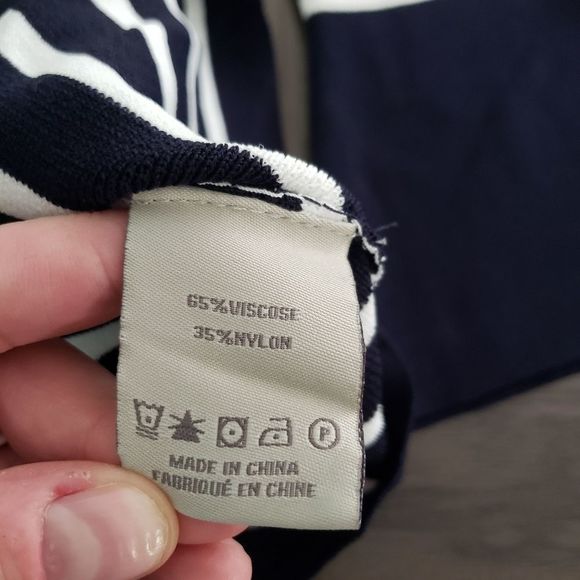 Charlie Paige Blue and White Striped Bateau Neck Sweater Top M - Picture 5 of 8